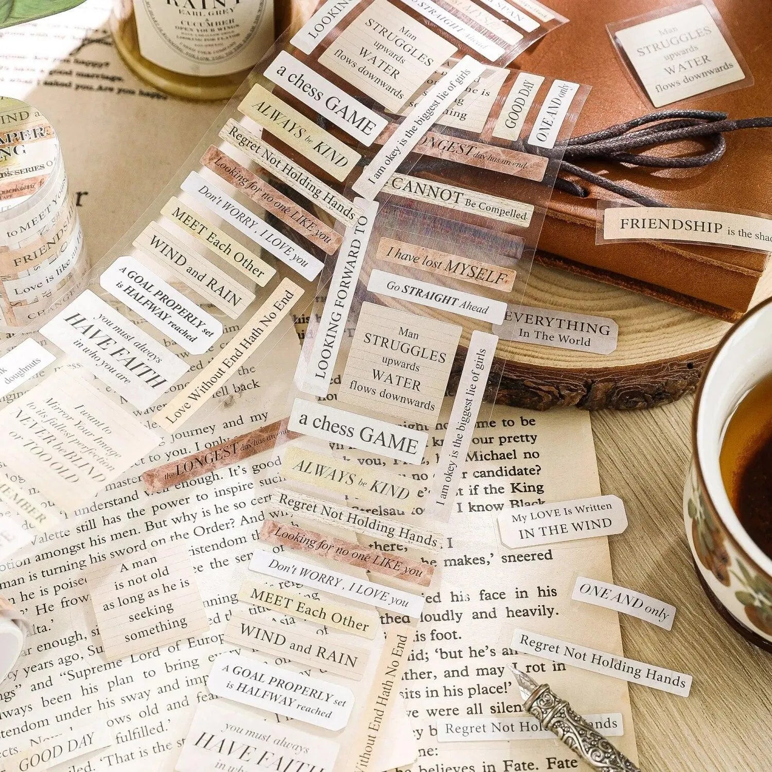 Vintage Quotes Washi Tape Rolls for Journaling & Scrapbooking - PaperWrld