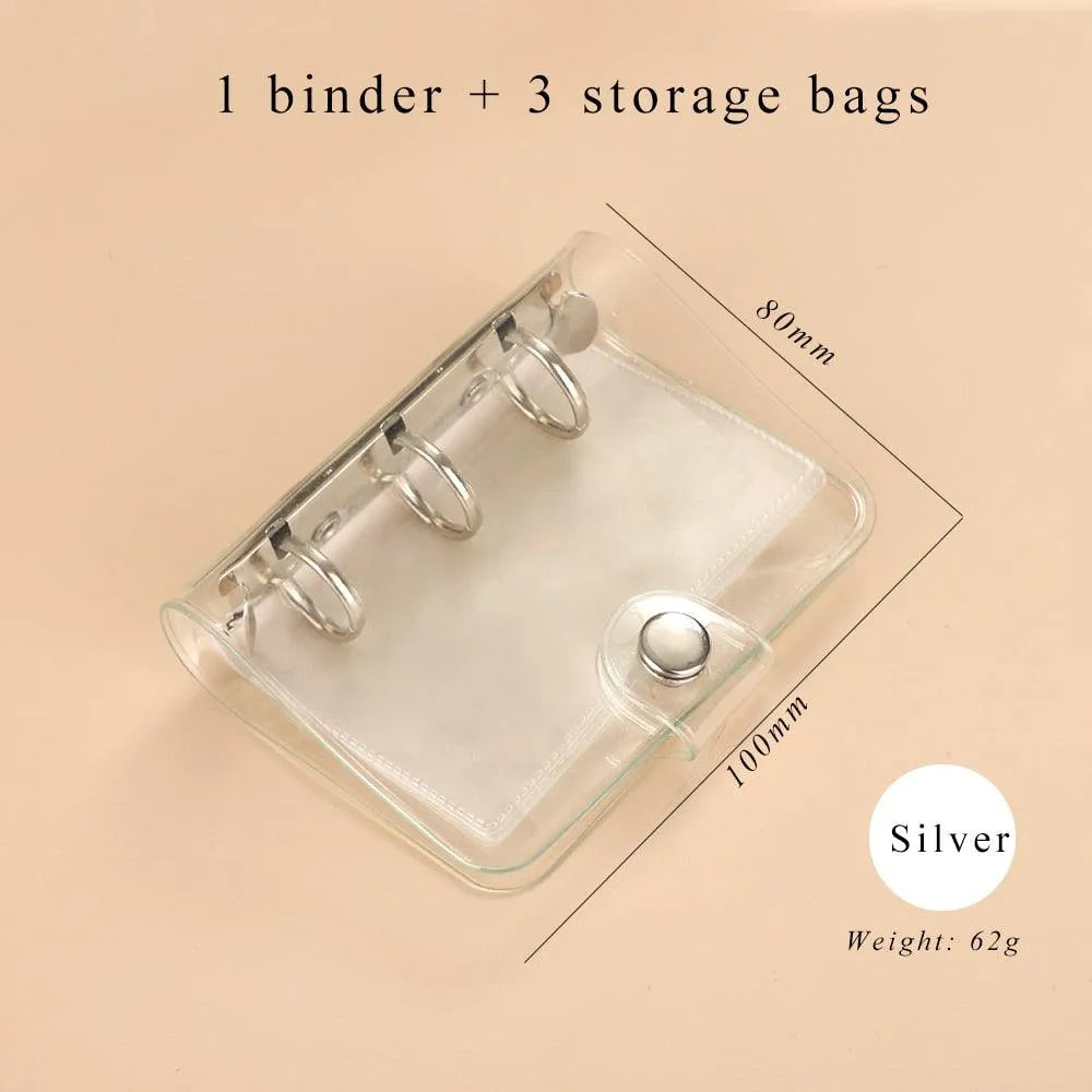 Mini Transparent Ring Binders with Storage Bag and Inserts for Journaling & Scrapbooking - PaperWrld