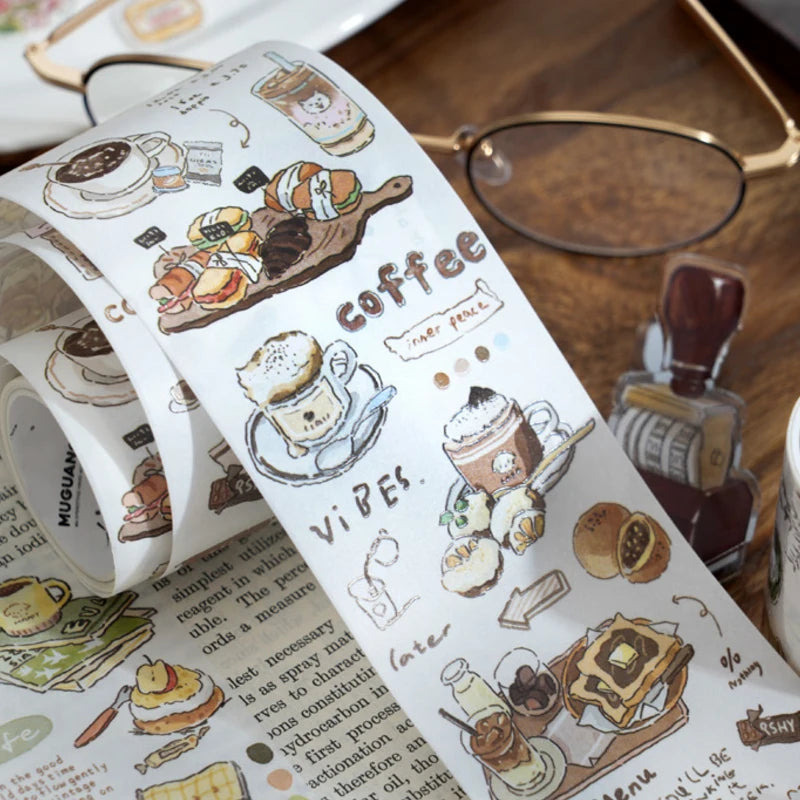 Cozy Café Life – Korean Aesthetic Washi Tape Roll