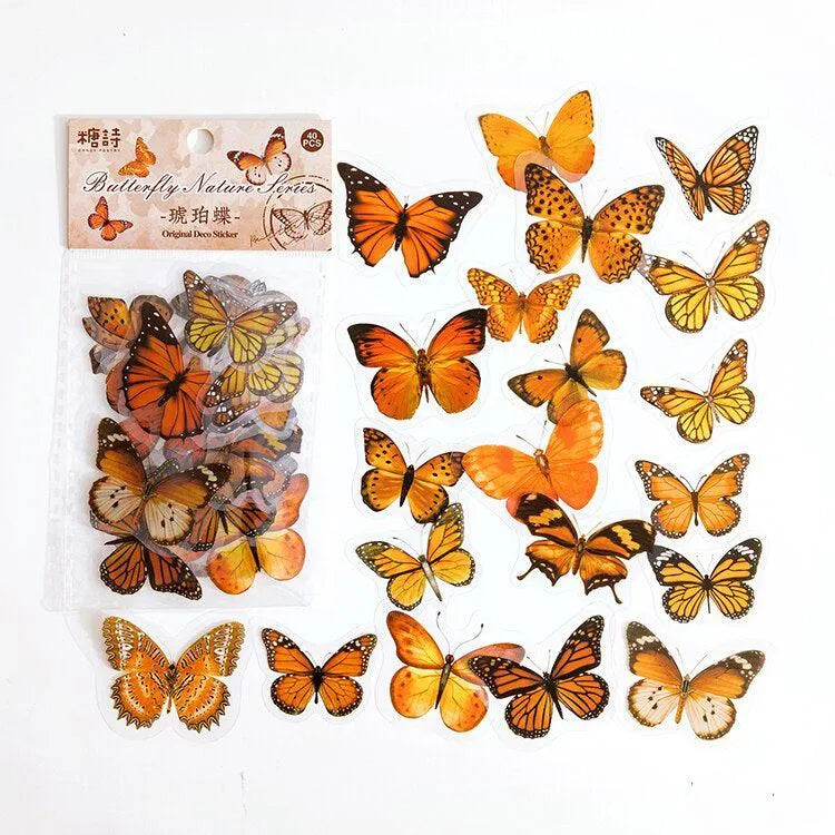 40 Pcs PET Butterfly Stickers for Journaling & Scrapbooking - PaperWrld