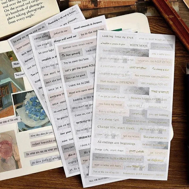 Inspirational Quotes Adhesive Paper Set - 4 Sheets for Journaling & Scrapbooking - PaperWrld