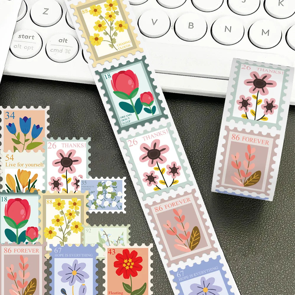 Botanical Postage Stamp Sticker Roll