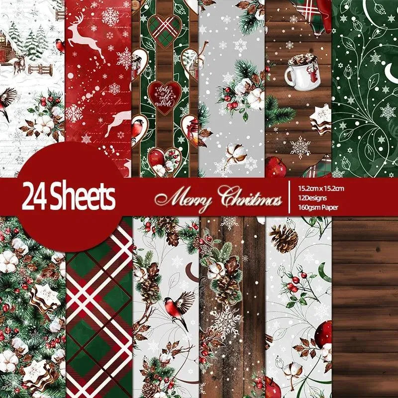 24 Sheets Christmas Offset Paper for Journaling & Scrapbooking - PaperWrld