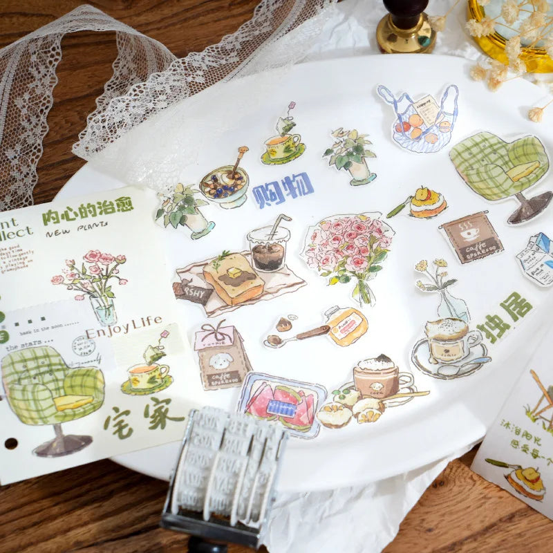 Cozy Café Life – Korean Aesthetic Washi Tape Roll