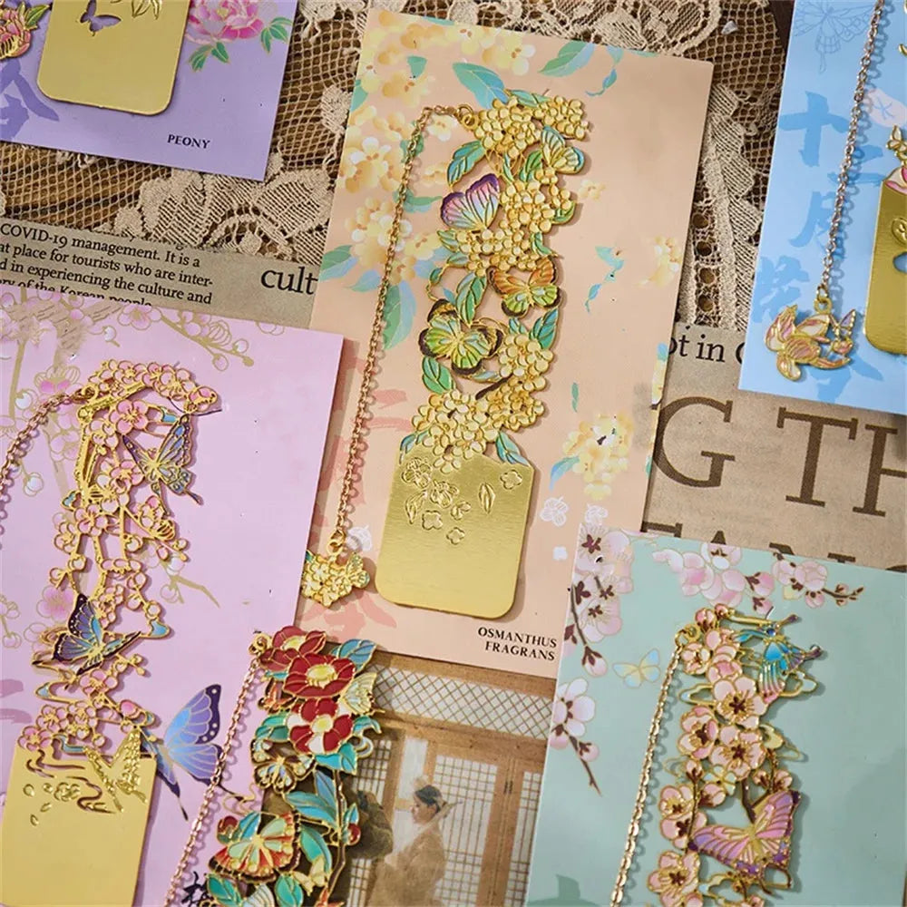 Golden Bloom Metal Bookmark