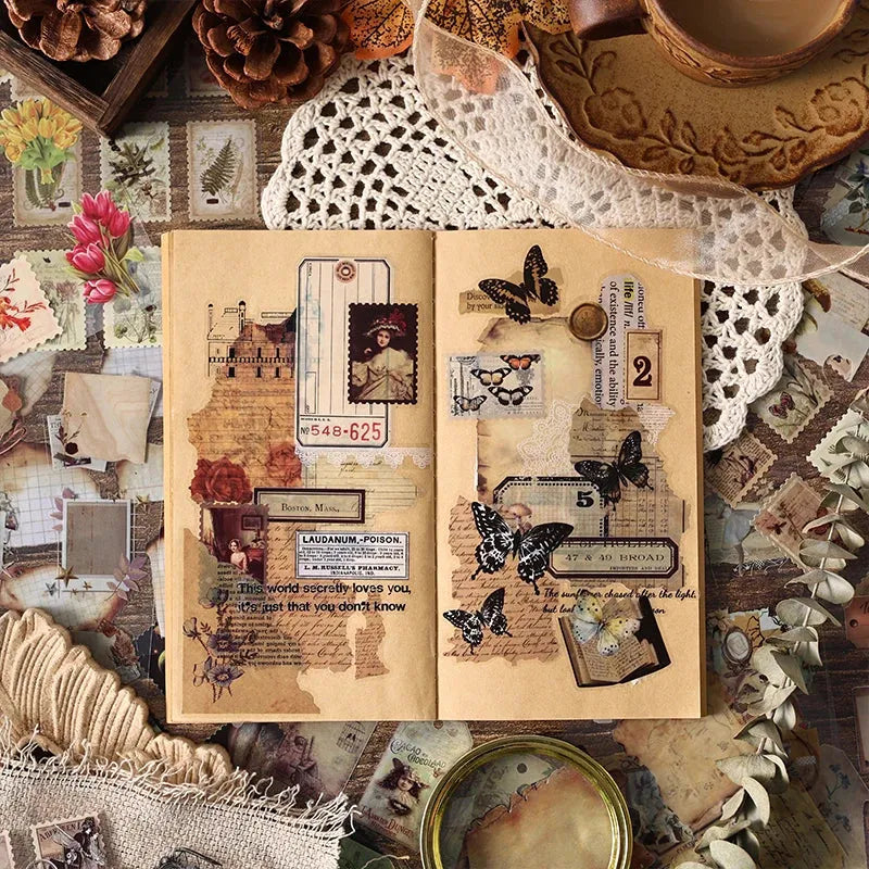 Vintage Aesthetic Die-Cut PET Sticker Book