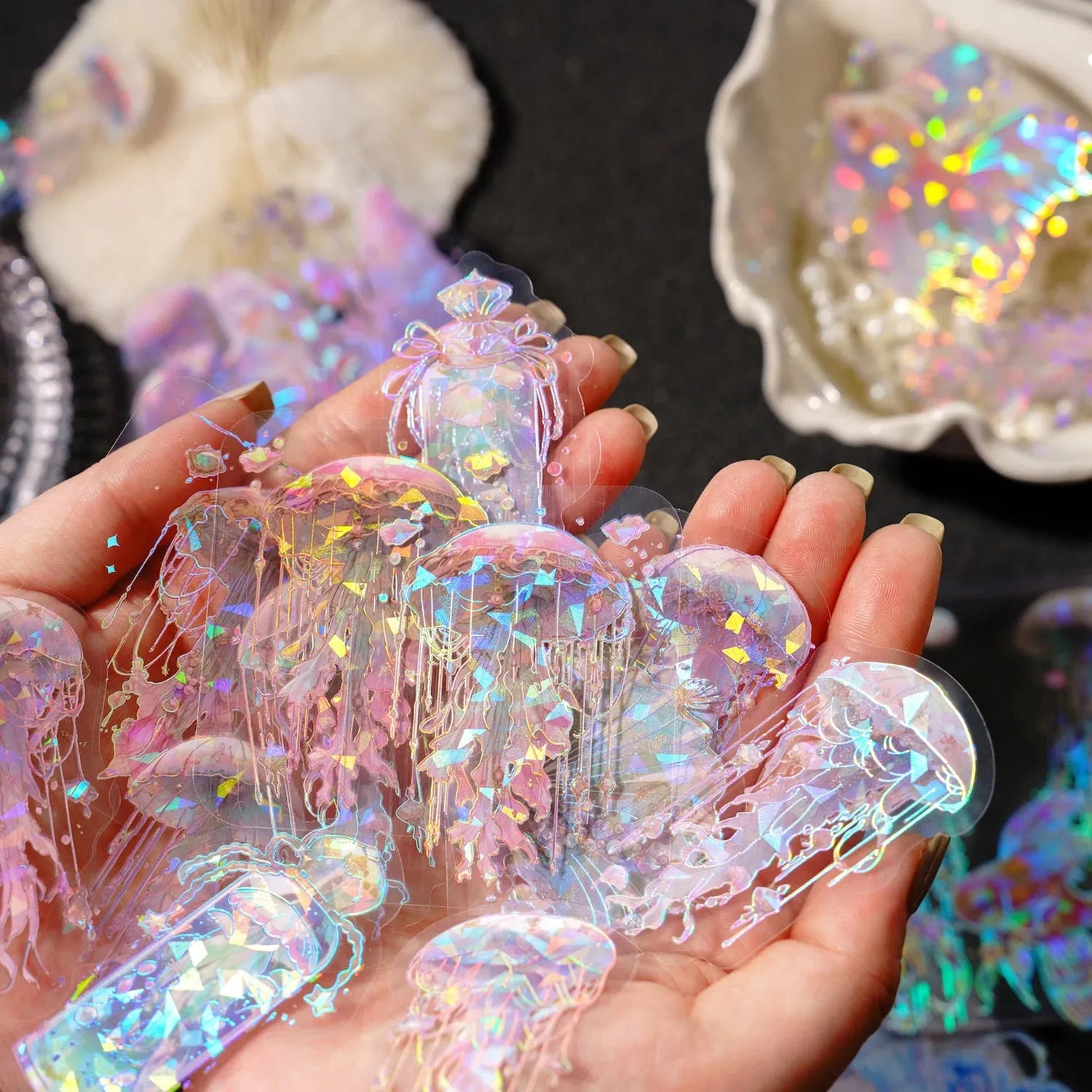 Holographic Jellyfish Sticker Pouch