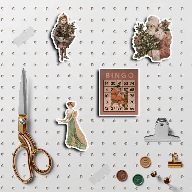 50 Pcs Retro Washi Paper Christmas Stickers for Journaling & Scrapbooking - PaperWrld