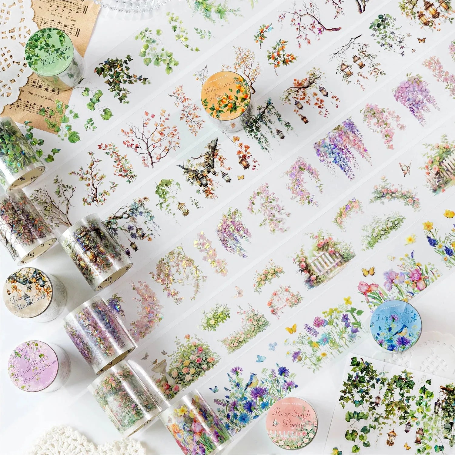 Botanical Whisper PET Sticker Roll