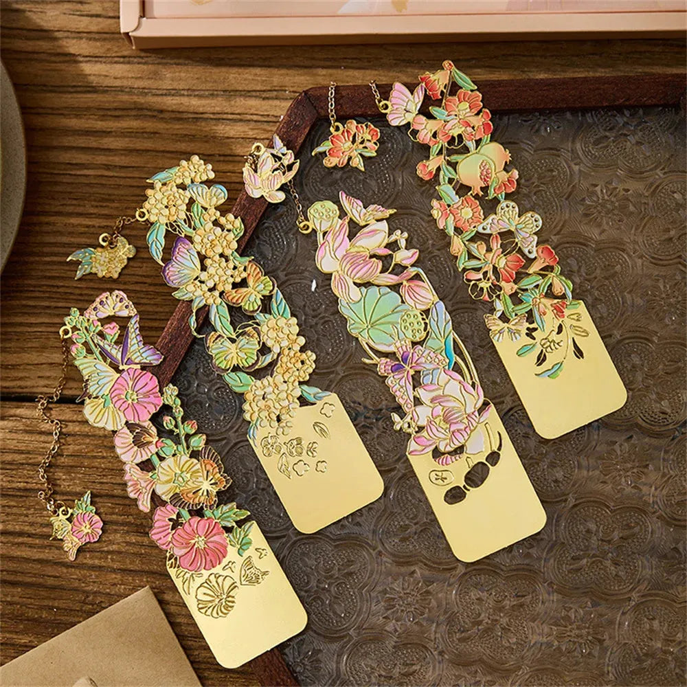 Golden Bloom Metal Bookmark