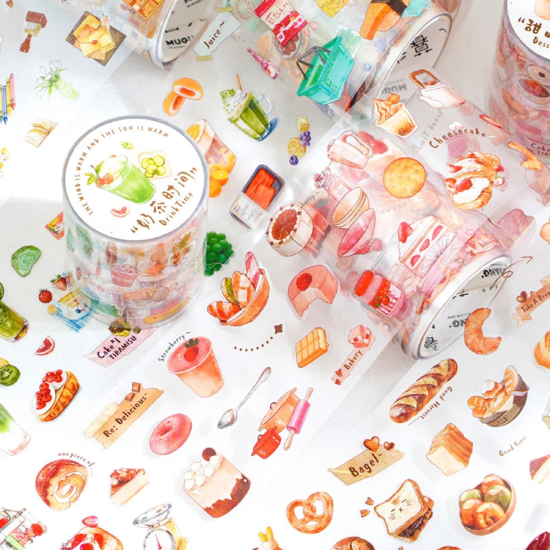 Snack Time PET Washi Tape – Die-Cut Food Sticker Roll