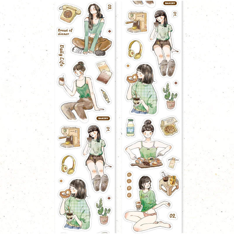 Afternoon Café Die-Cut Roll Stickers