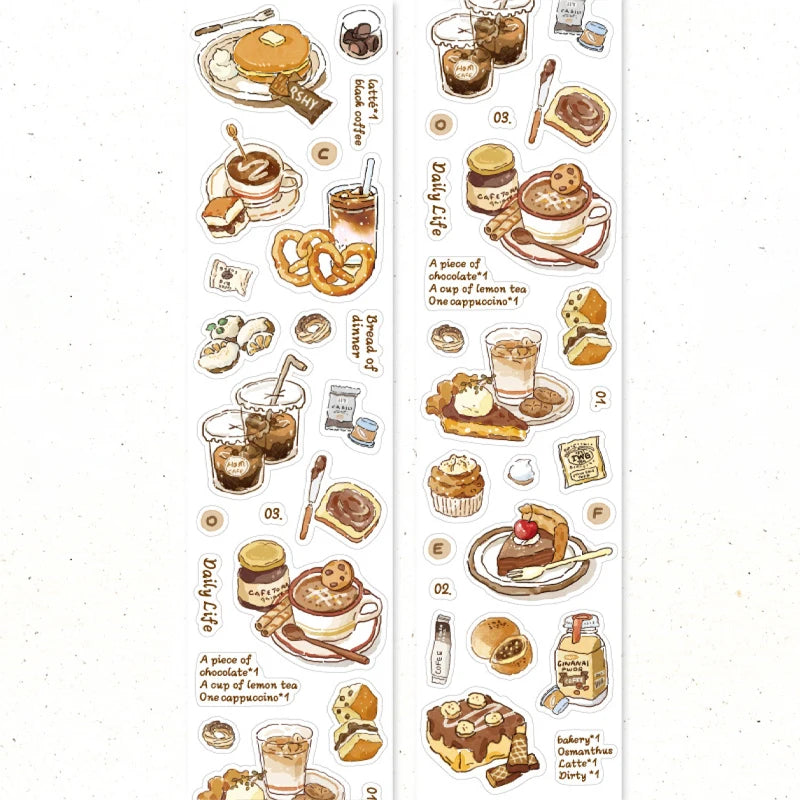 Afternoon Café Die-Cut Roll Stickers