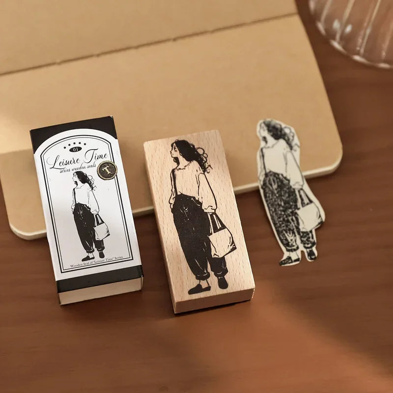 Leisure Time | Aesthetic Wooden Rubber Stamp Collection (8 Styles)
