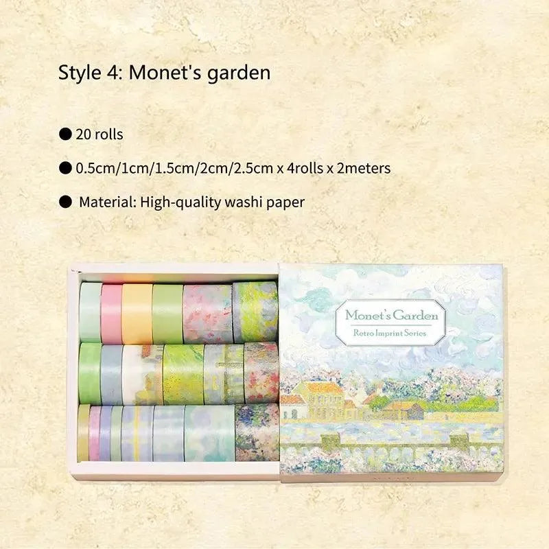 Time Thoughts Washi Tape Set - 20 Rolls Decorative Masking Tape for Journaling & Scrapbooking - PaperWrld