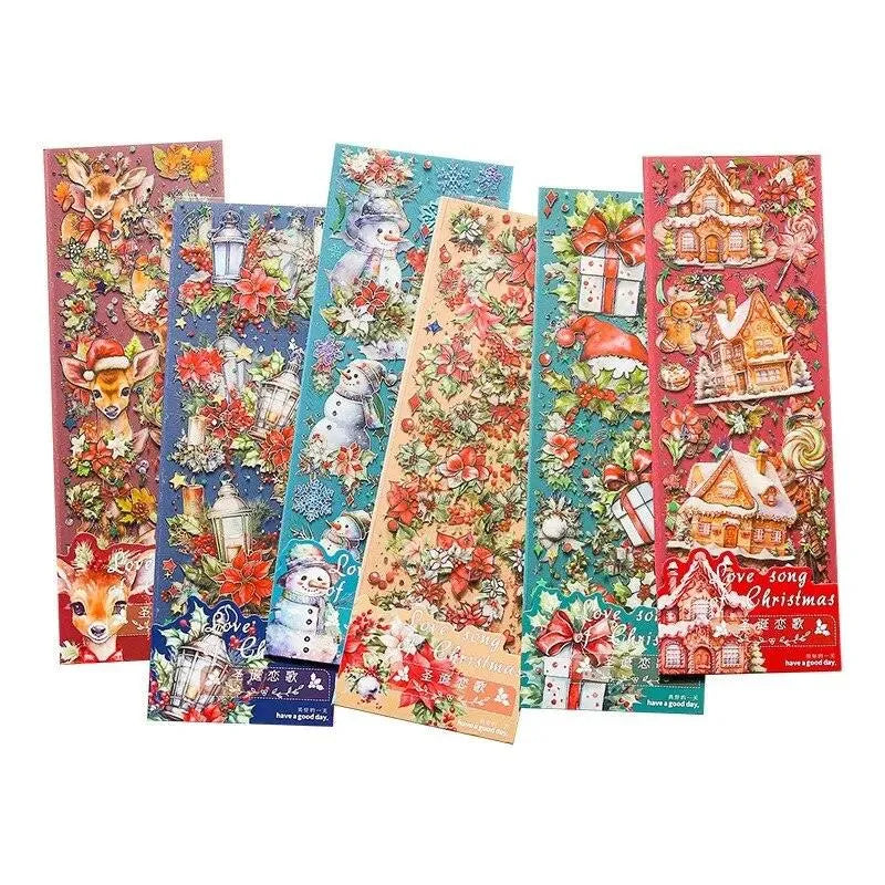 2 Pcs Christmas Decorations Stickers Vintage Gold Foil Christmas Stickers For Scrapbooking Journaling Planner Album Diary DIY for Journaling & Scrapbooking - PaperWrld