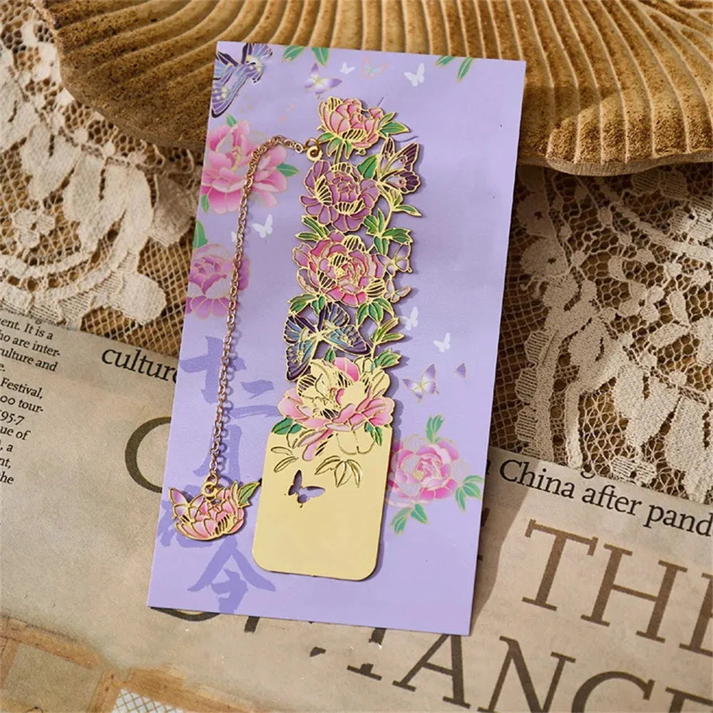 Golden Bloom Metal Bookmark