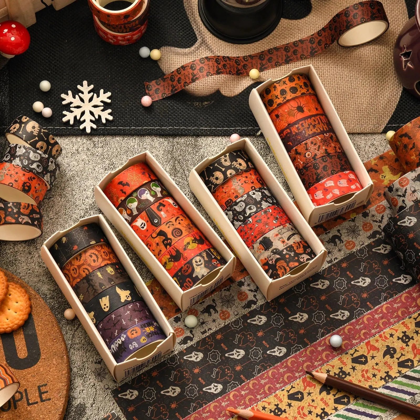Cinta Washi Holográfica American Crafts - Pack De 8 Rollos, Temática Halloween