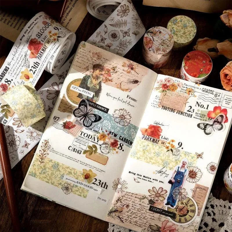 Handwritten Letter and Flower Adhesive Washi Tape for Journaling & Scrapbooking - PaperWrld