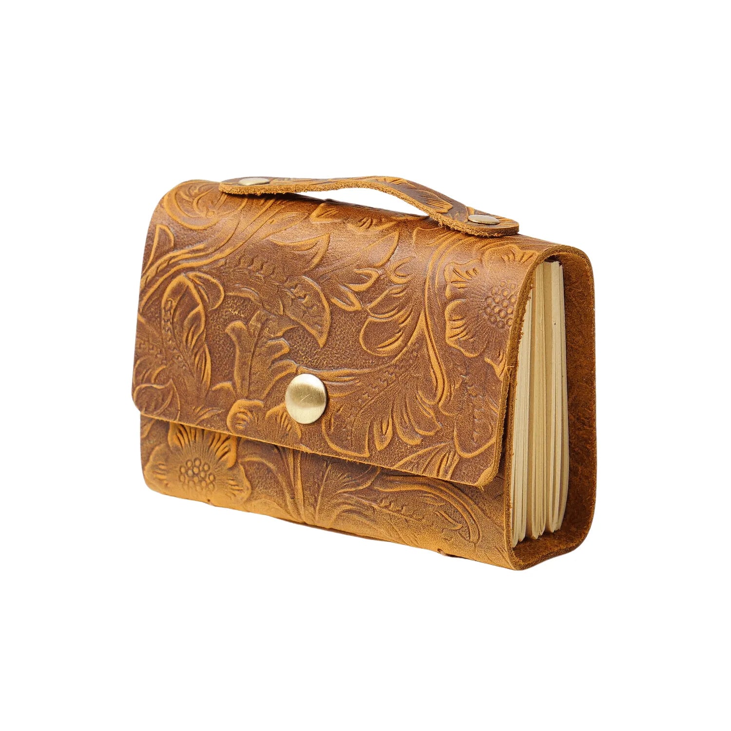 Leather Crafted Miniature Kraft Notebook for Journaling & Scrapbooking - PaperWrld