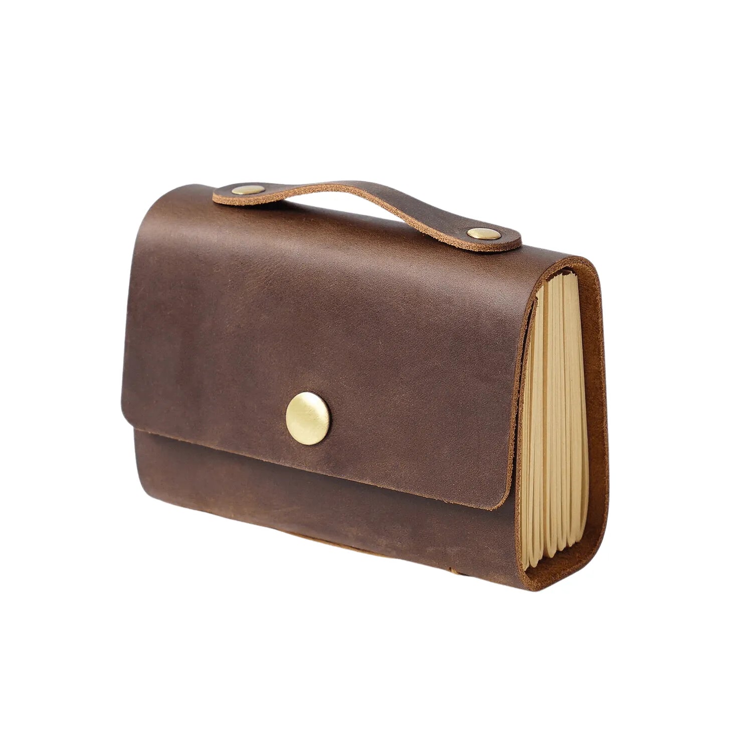 Leather Crafted Miniature Kraft Notebook for Journaling & Scrapbooking - PaperWrld