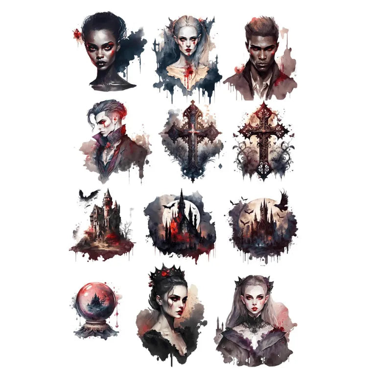 Vampire Werewolf Paper Stickers for Journaling & Scrapbooking - PaperWrld