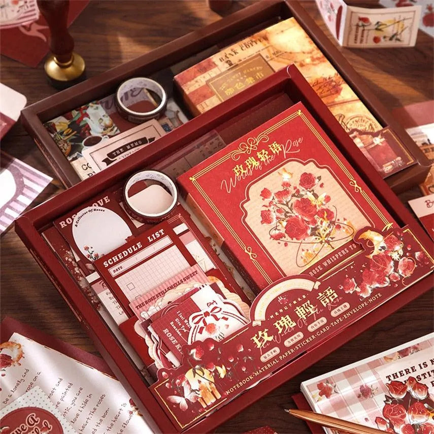 Rose or Coffee-themed Scrapbooking Box Set 123 Pcs for Journaling & Scrapbooking - PaperWrld