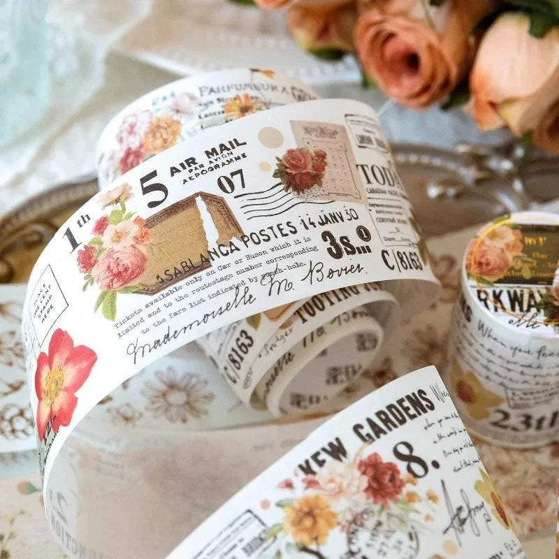 Handwritten Letter and Flower Adhesive Washi Tape for Journaling & Scrapbooking - PaperWrld