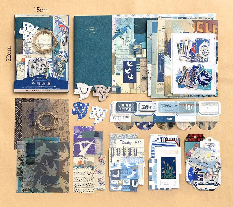 86-teiliges Vintage-Scrapbooking-Zubehör-Set – Scrapbooking-Materialien, Papieraufkleber-Set, Journaling-Zubehör, Ästhetik für Journal