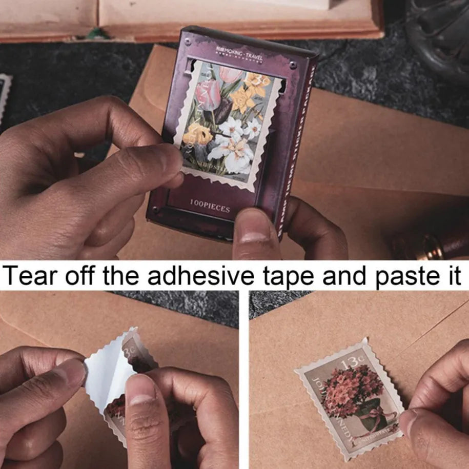 Little Postman Vintage Stamp Stickers