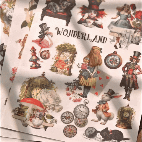 Alice’s Wonderland Rub-On Stickers Set