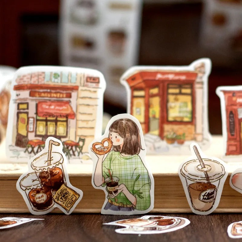 Afternoon Café Die-Cut Roll Stickers