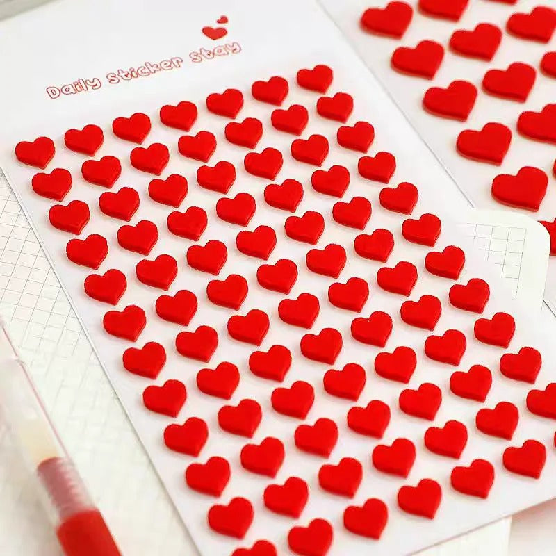 Red Felt Heart Stickers