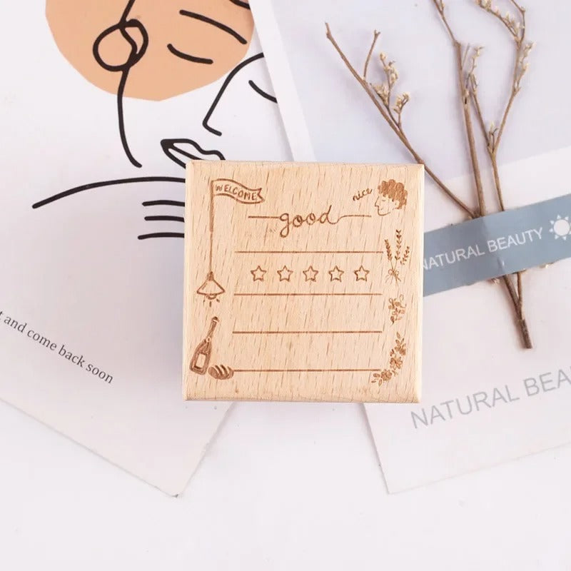 Cute Cat Wooden Rubber Stamp