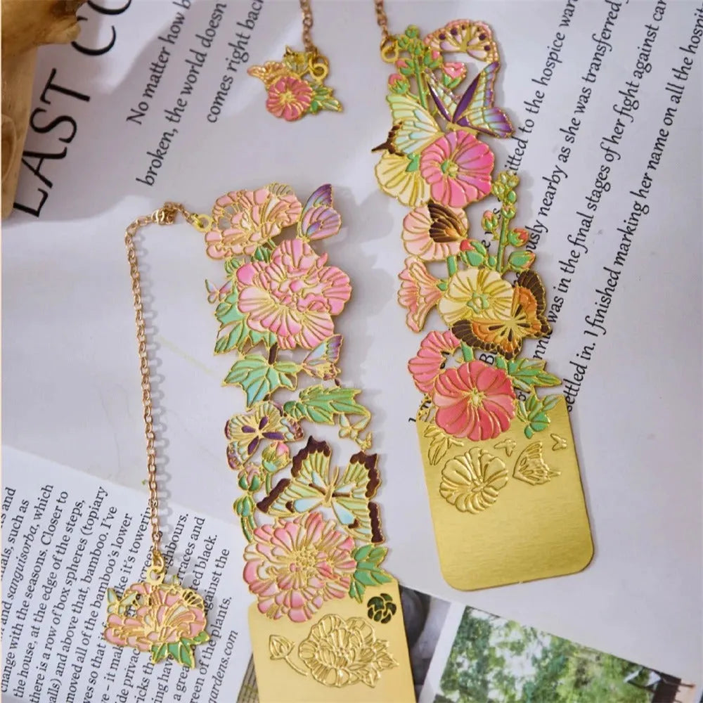 Golden Bloom Metal Bookmark
