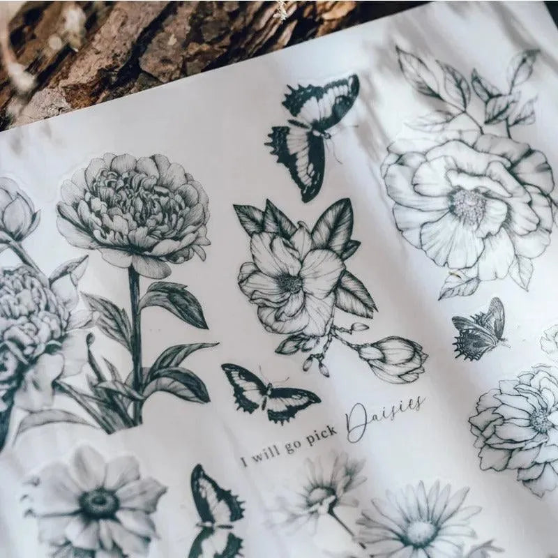 Blooming Floral Rub-On Stickers