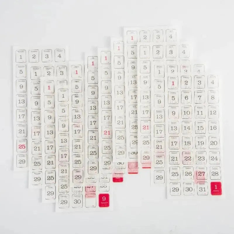 Vintage Calendar Date Stickers Set