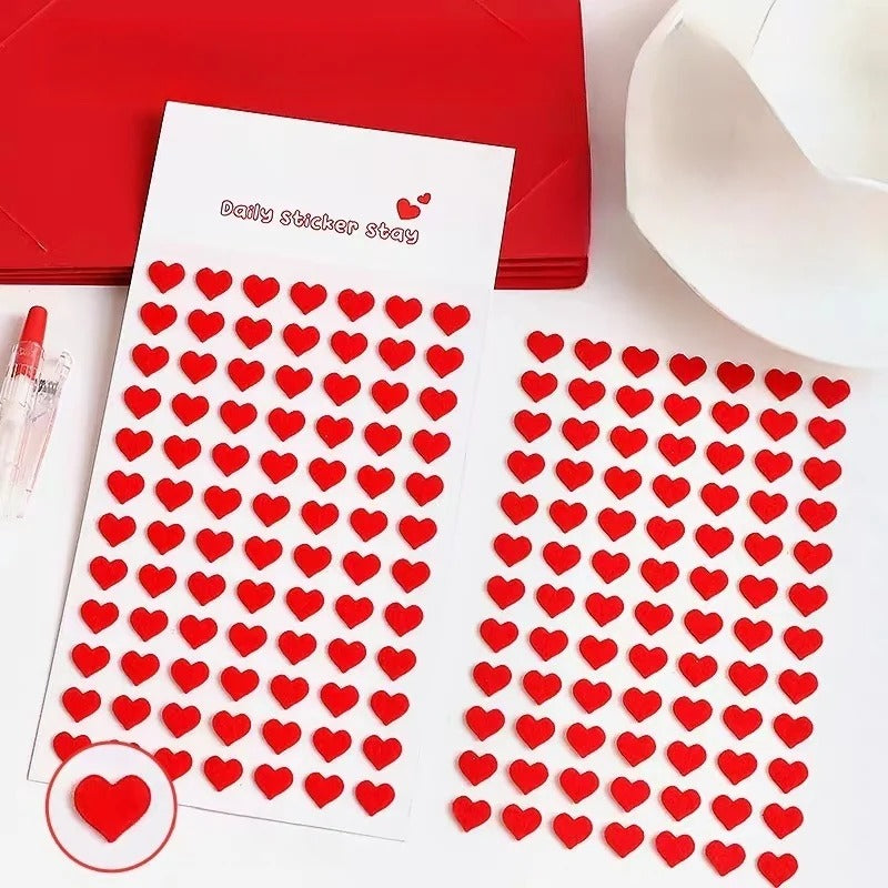 Red Felt Heart Stickers