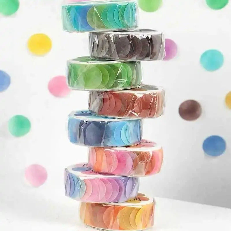 Colorful Dots Masking Tape Roll - 100 Pcs Vibrant Washi Circles for Crafting and Journaling for Journaling & Scrapbooking - PaperWrld
