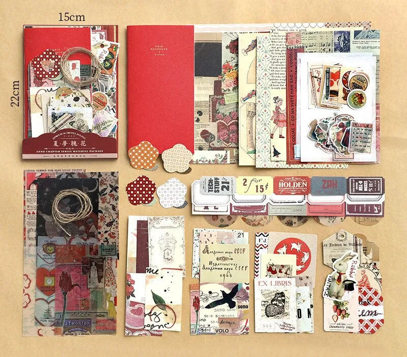 86-teiliges Vintage-Scrapbooking-Zubehör-Set – Scrapbooking-Materialien, Papieraufkleber-Set, Journaling-Zubehör, Ästhetik für Journal