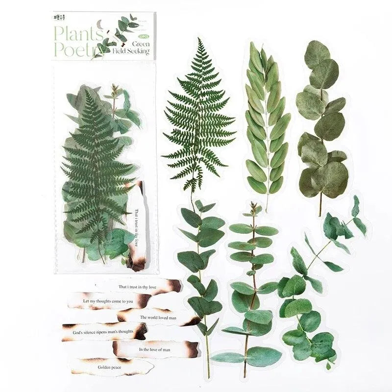 Flowers And Poetry PET And White Kraft Paper Stickers for Journaling & Scrapbooking - PaperWrld