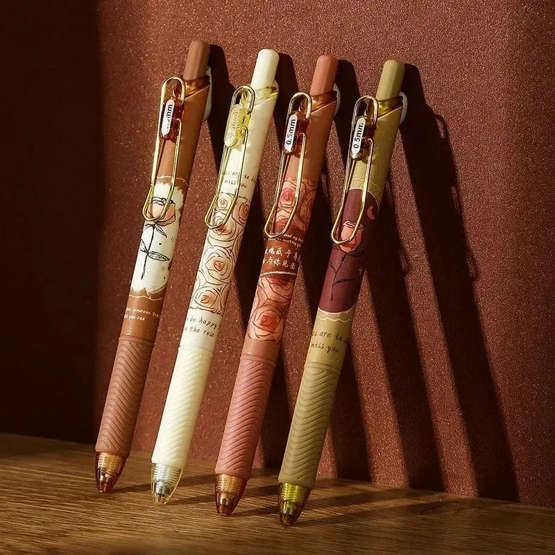 Rose-Themed Set of Rechargeable Gel Ink Pens for Journaling & Scrapbooking - PaperWrld