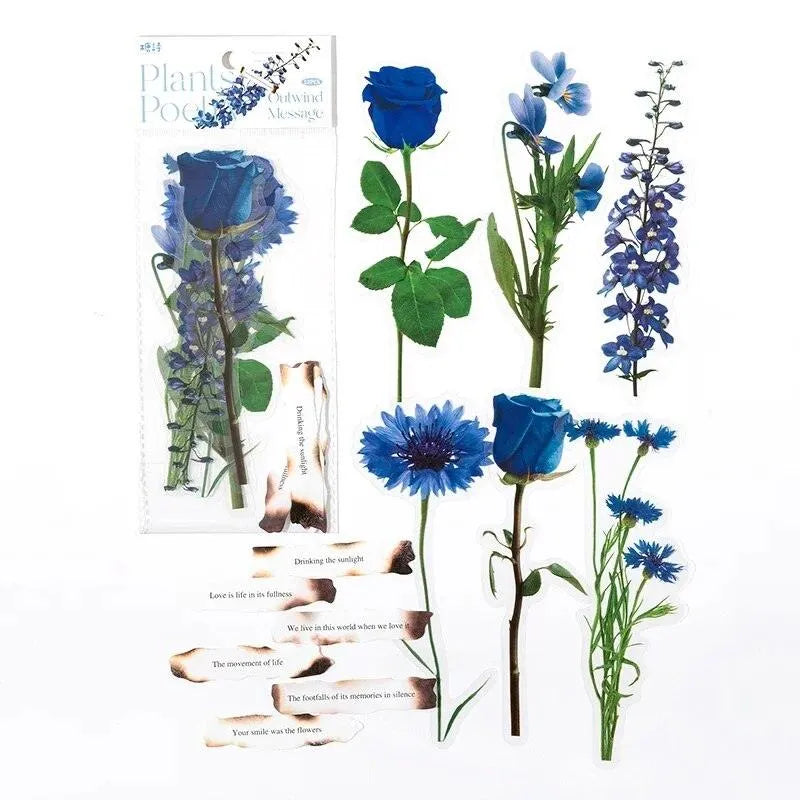 Flowers And Poetry PET And White Kraft Paper Stickers for Journaling & Scrapbooking - PaperWrld