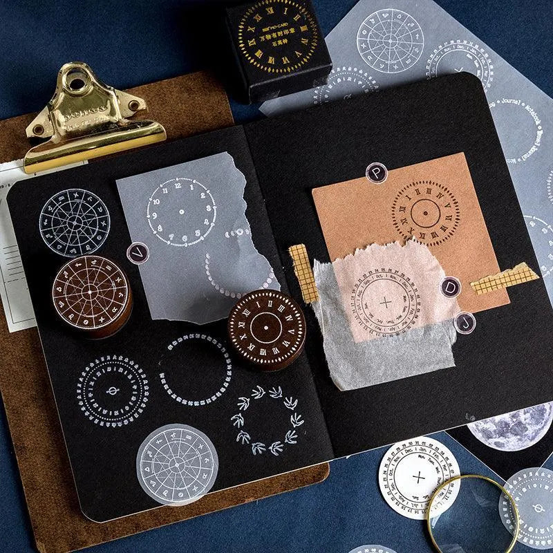 Lunar & Clock Wooden Stamps for Journaling & Scrapbooking - PaperWrld