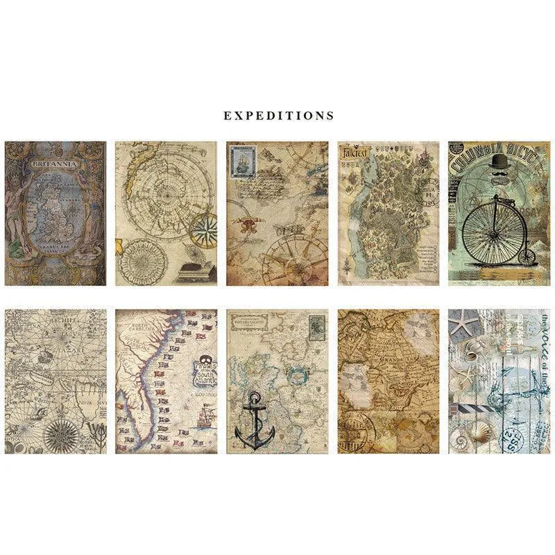 10 Pcs Vintage Series Kraft Paper for Journaling & Scrapbooking - PaperWrld