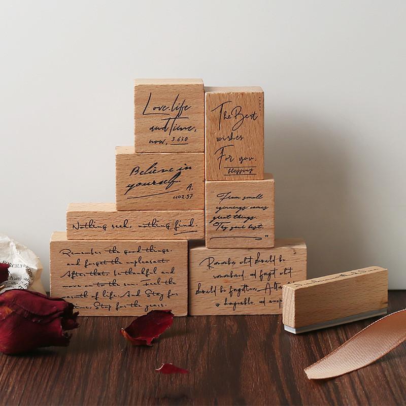 Wooden Text Stamps - PaperWrld