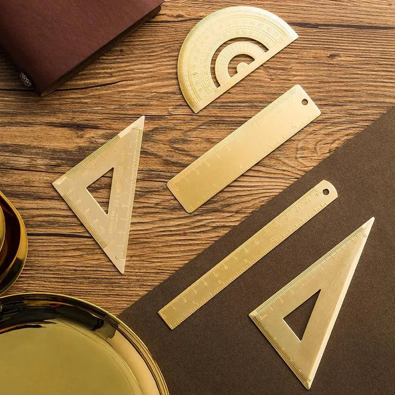 Brass Ruler or Triangle Ruler Protractor for Journaling & Scrapbooking - PaperWrld