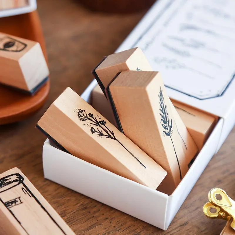 Flowers & Plants Wooden Stamps Set for Journaling & Scrapbooking - PaperWrld
