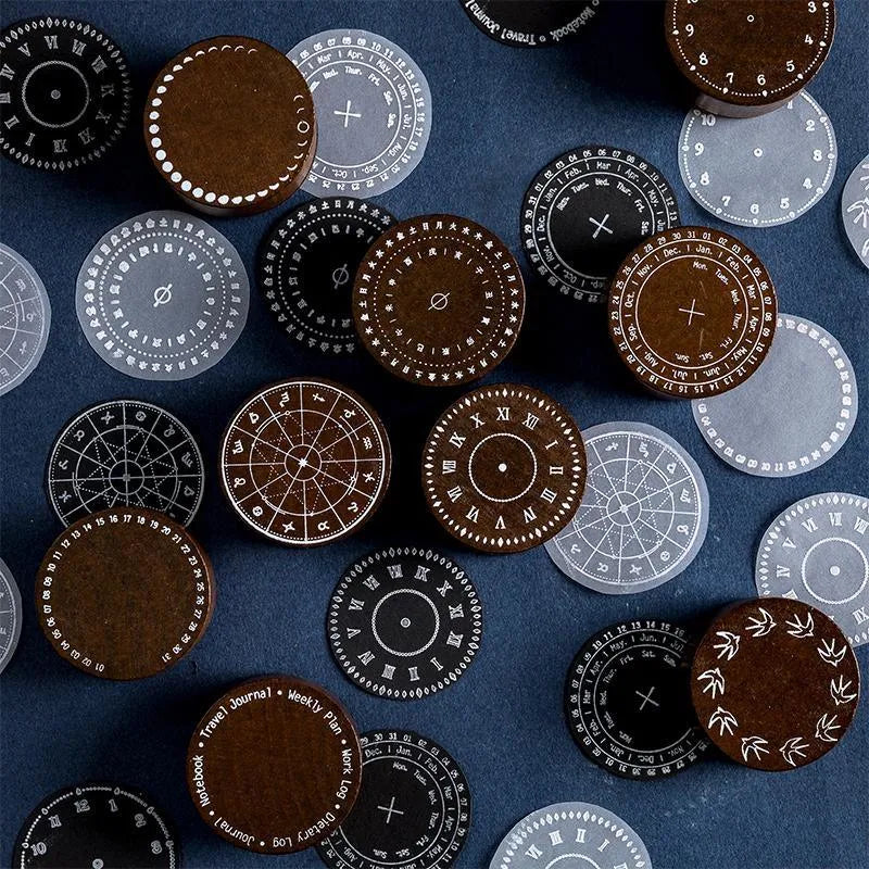 Lunar & Clock Wooden Stamps for Journaling & Scrapbooking - PaperWrld