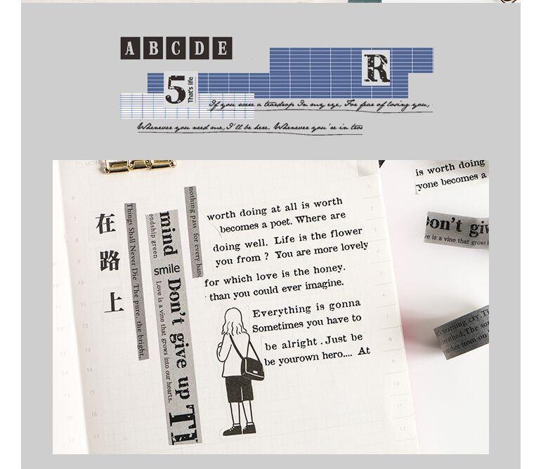 Text Washi Tape Set for Journaling &amp; Scrapbooking - PaperWrld